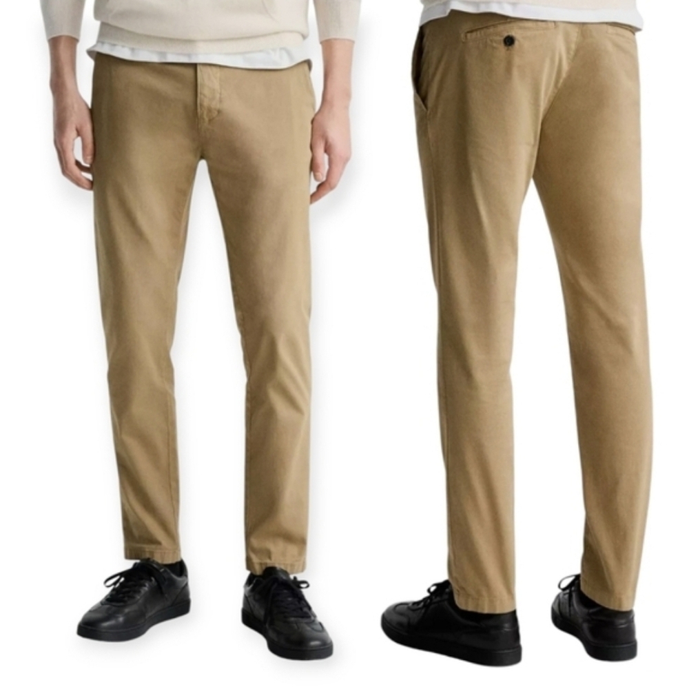 NWT ZARA Men's Chino Casual Pants Skinny Stretch light taupe beige Size 38